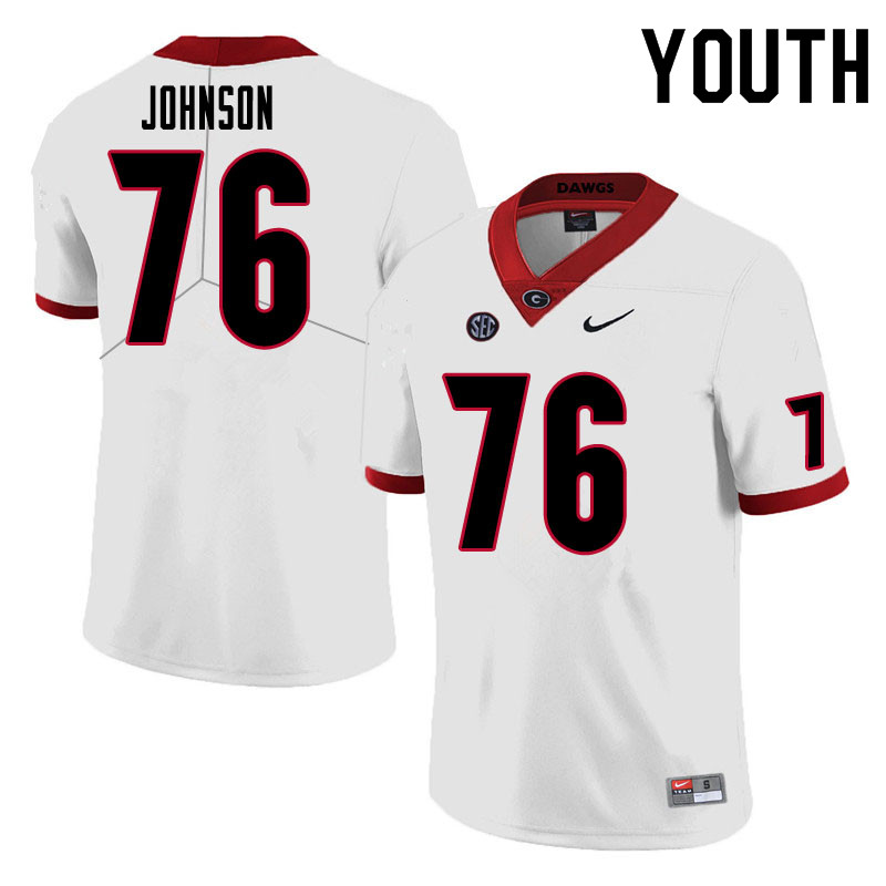 Youth #76 Miles Johnson Georgia Bulldogs College Football Jerseys Sale-White